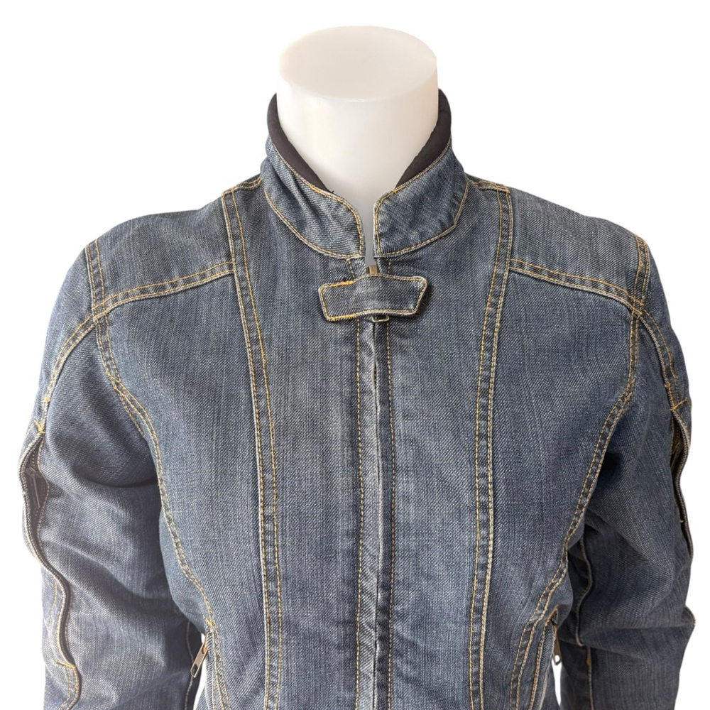 Tourmaster Indigo Women’s Denim Motorcycle Riding Jacket, XS, Vents - Picture 3 of 13